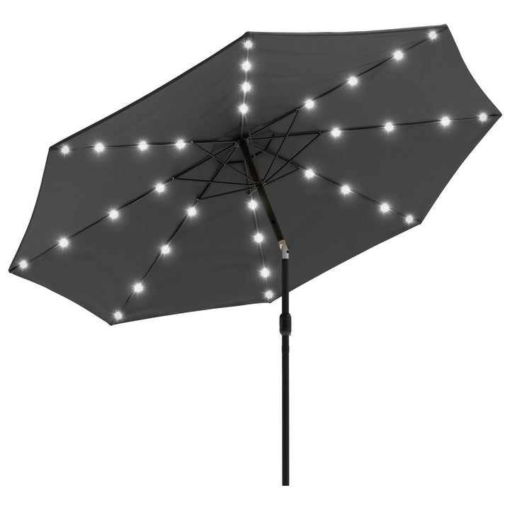 Patio Umbrella with Lights - 10 ft Outdoor Sun Shade Canopy with 32 Solar LEDs - UV 30+ Protection LED Umbrella Image 11