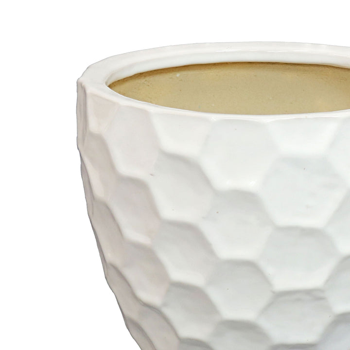 Sunnydaze 13.5" Honeycomb Pattern Ceramic Planter - White - Set of 2 Image 8