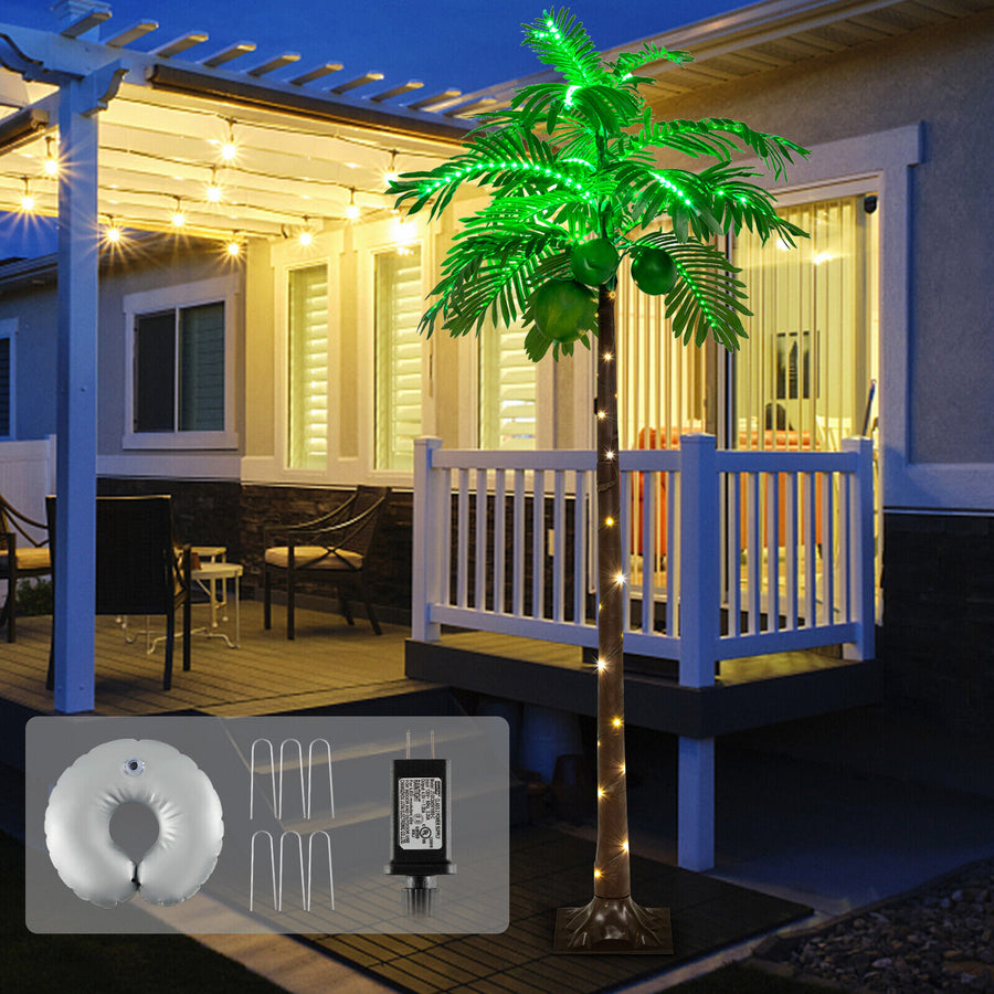 6 FT Palm Tree LED Lighted Artificial Tropical Decoration with 3 Coconuts Beach Image 1