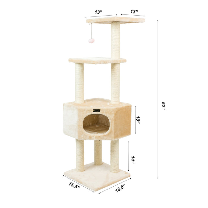 Armarkat Classic Cat Tree Model A5201 Beige 52 Inch 3 Levels Condo Perch Image 2