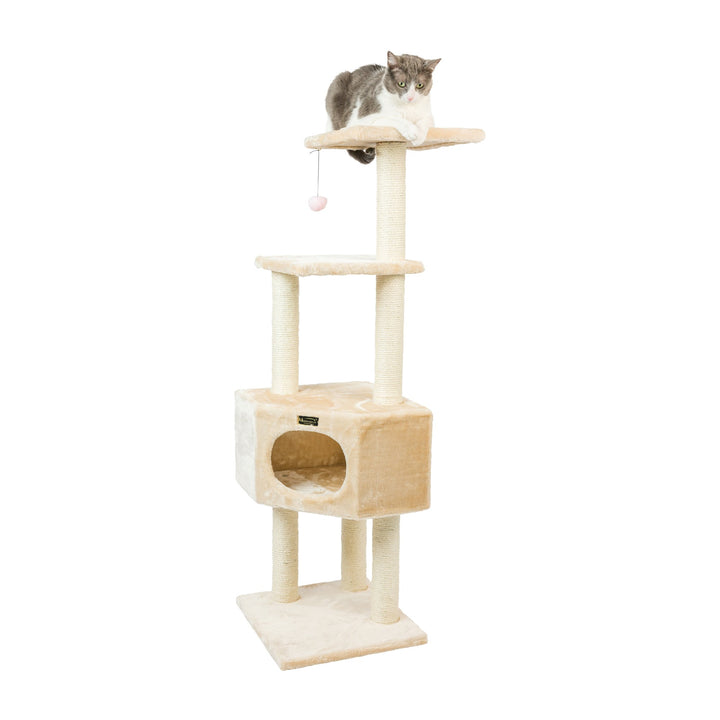 Armarkat Classic Cat Tree Model A5201 Beige 52 Inch 3 Levels Condo Perch Image 3