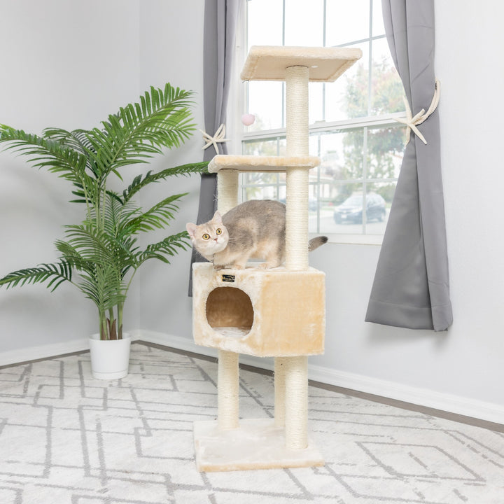 Armarkat Classic Cat Tree Model A5201 Beige 52 Inch 3 Levels Condo Perch Image 4