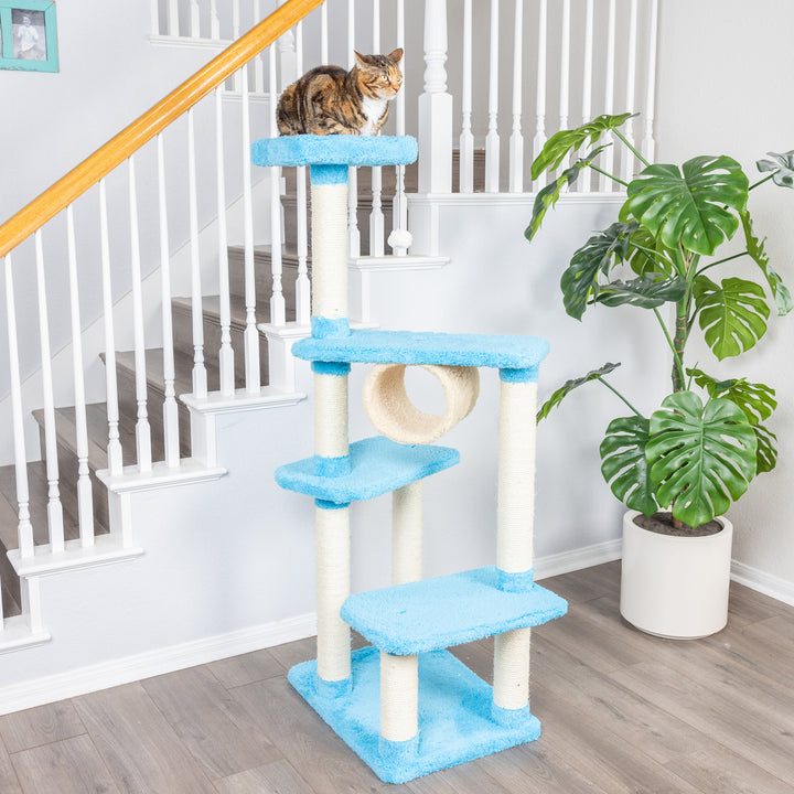 Armarkat Cat Climbing Tree Sky Blue Model X6105 Wood Cat Furniture 61 Inch Image 3