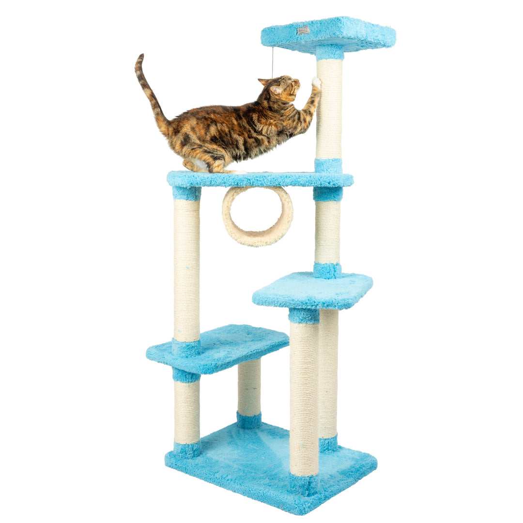 Armarkat Cat Climbing Tree Sky Blue Model X6105 Wood Cat Furniture 61 Inch Image 4