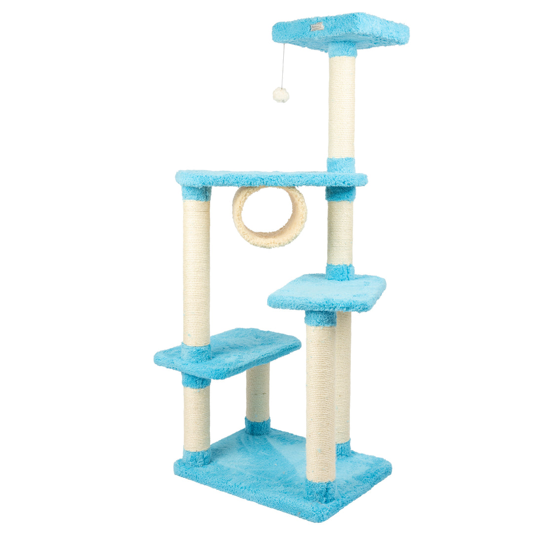 Armarkat Cat Climbing Tree Sky Blue Model X6105 Wood Cat Furniture 61 Inch Image 5