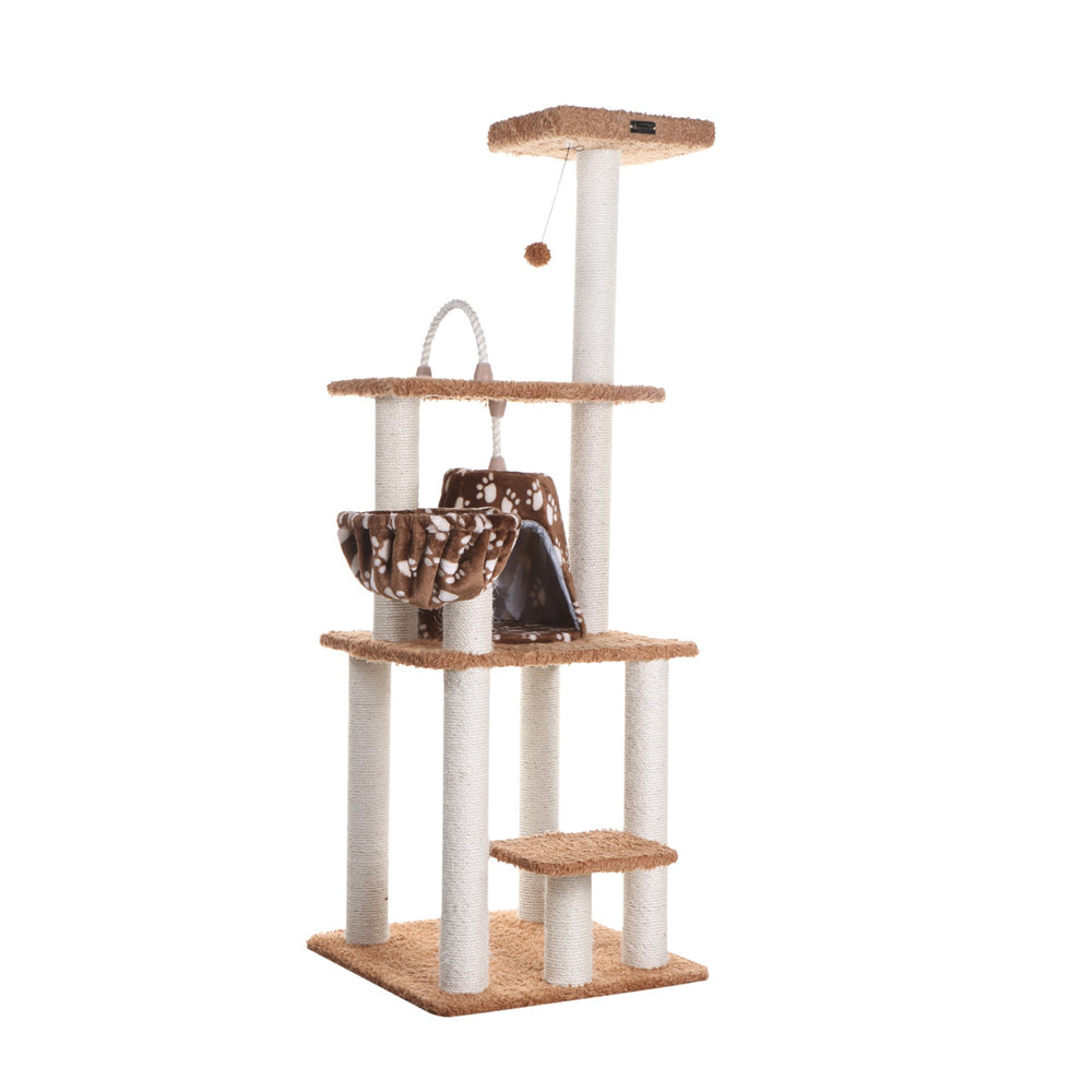 Armarkat A6403 Cat Tree Real Wood Beige Faux faux Multi-Level with Basket Image 2