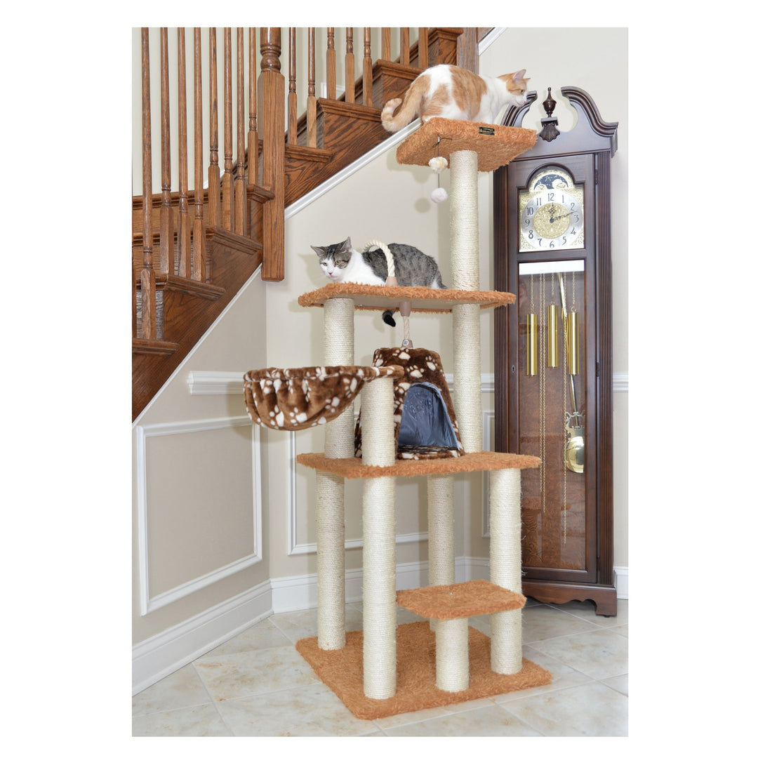 Armarkat A6403 Cat Tree Real Wood Beige Faux faux Multi-Level with Basket Image 3