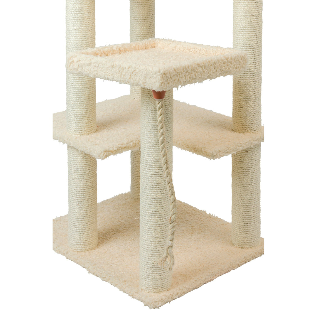 Armarkat A6902 Cat Tree Real Wood Beige 42in with Sisal Rope and Playhouse Image 5