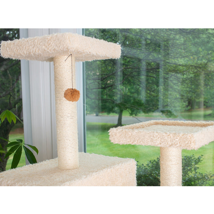 Armarkat Cat Tree Model A6702 Real Wood Beige 67in 2 Playhouses Scratching Post Image 4