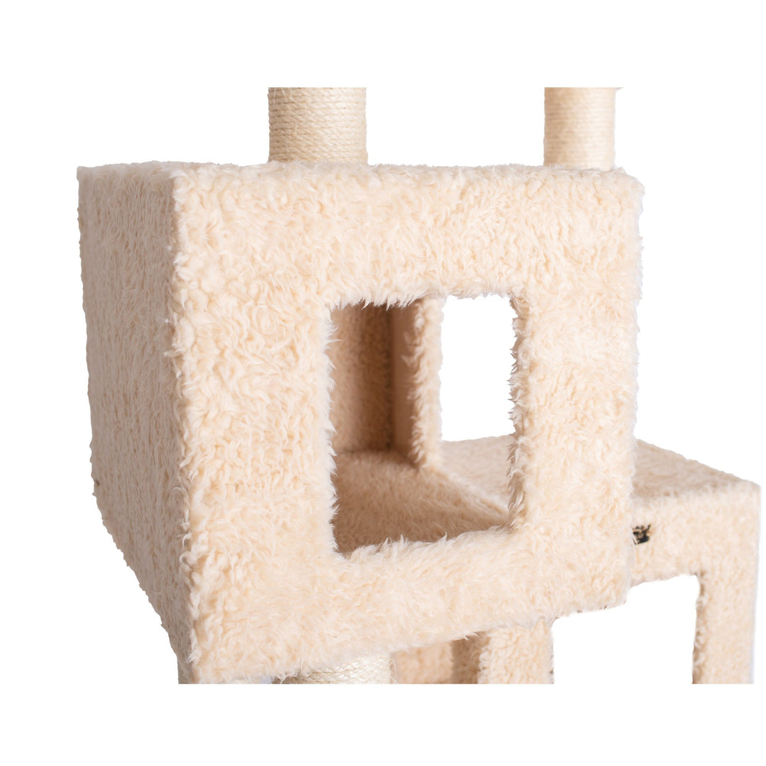 Armarkat Cat Tree Model A6702 Real Wood Beige 67in 2 Playhouses Scratching Post Image 7