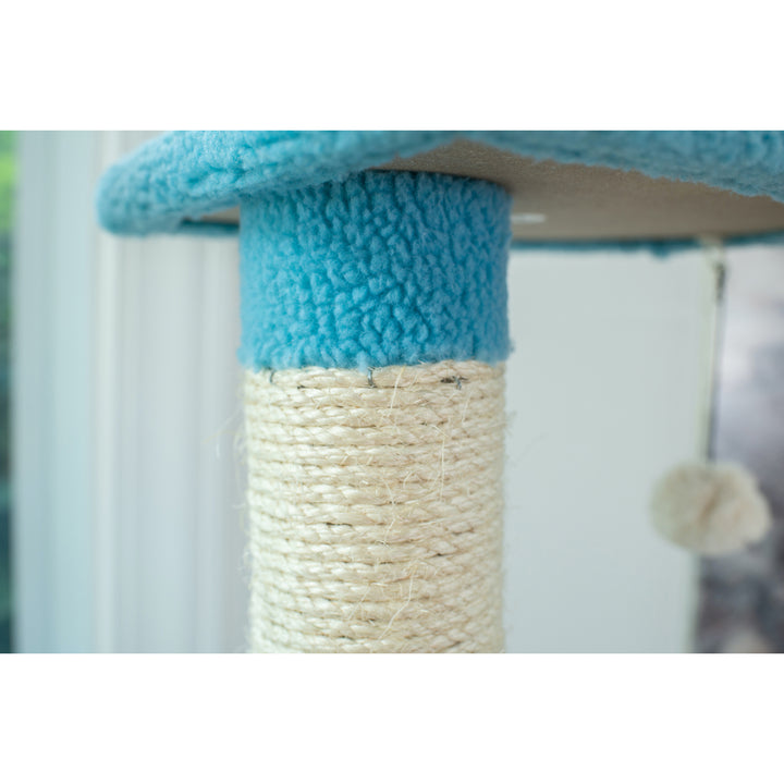 Armarkat Real Wood 65-Inch Classic Cat Tree In Sky Blue 5-Level Condo Image 6