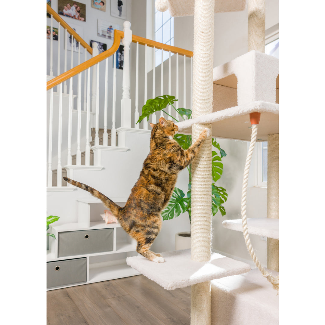 Armarkat B8201 Cat Tree Ivory Multi-Level 82in Ramp Condo 100lbs Capacity Image 4