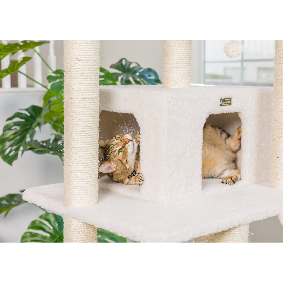 Armarkat B8201 Cat Tree Ivory Multi-Level 82in Ramp Condo 100lbs Capacity Image 5