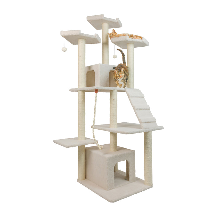 Armarkat B8201 Cat Tree Ivory Multi-Level 82in Ramp Condo 100lbs Capacity Image 7