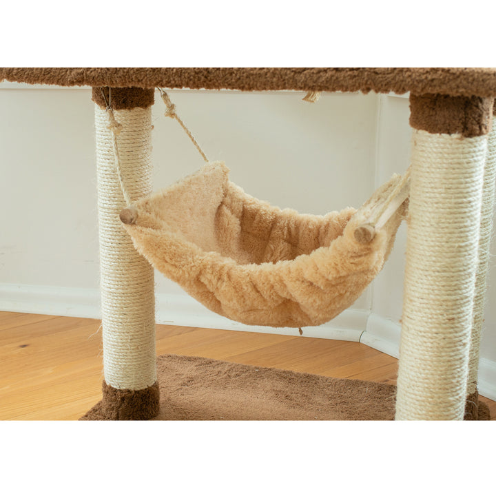 Armarkat 70" Cat Tree with Hammock and Scratch Posts Model X7001 Tan Wood Image 6