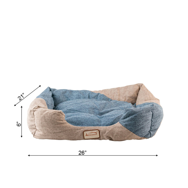 Armarkat Cat Bed Model C47 Navy Blue Beige 26x21 Bolstered Waterproof Image 4