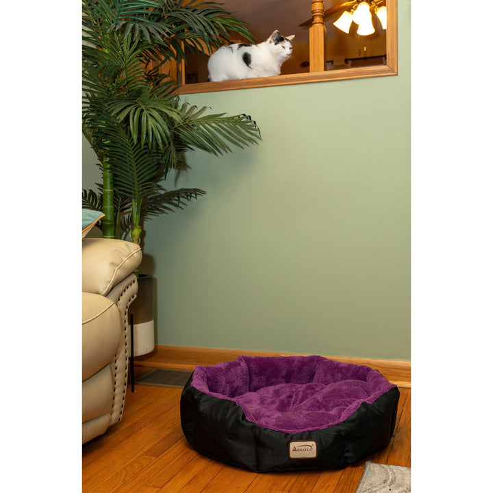 Armarkat Large Cat Bed Purple Black Mulberry Velvet Foam Bolstered C101 23.5" Image 4