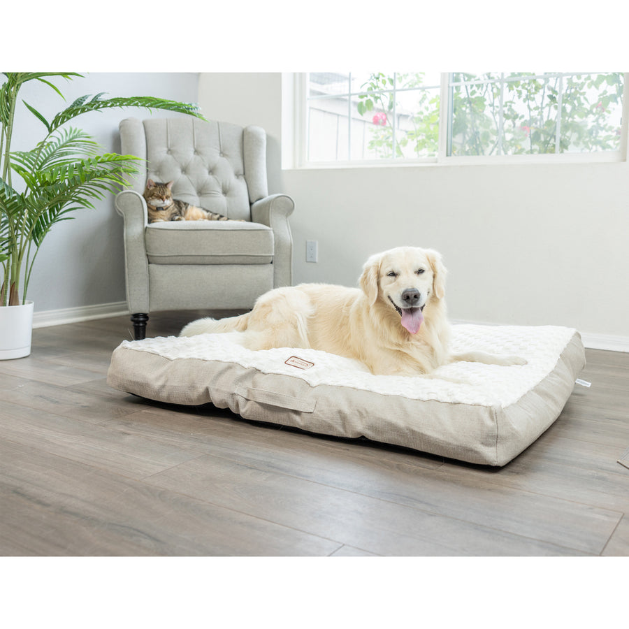 Armarkat M12 Extra Large Dog Cushion Sofa Waterproof Plush Beige 50x36x9 Image 1