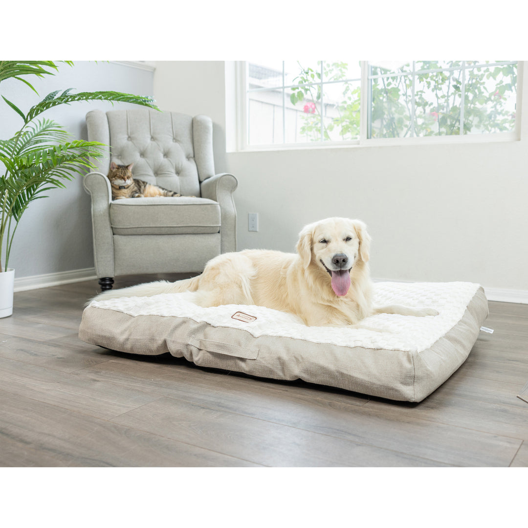 Armarkat M12 Extra Large Dog Cushion Sofa Waterproof Plush Beige 50x36x9 Image 2