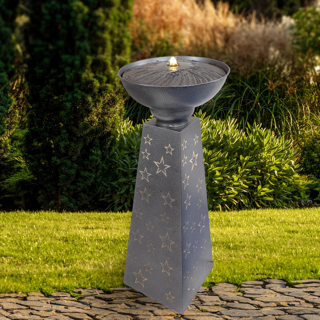 Sunnydaze Starry Sky Galvanized Iron Outdoor Fountain with LEDs - 31.25" Image 7