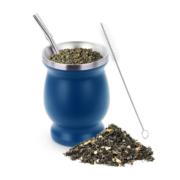 Yerba Mate Cup Stainless Steel Tea Tumbler Home Office Mug With Straw Brush Image 5