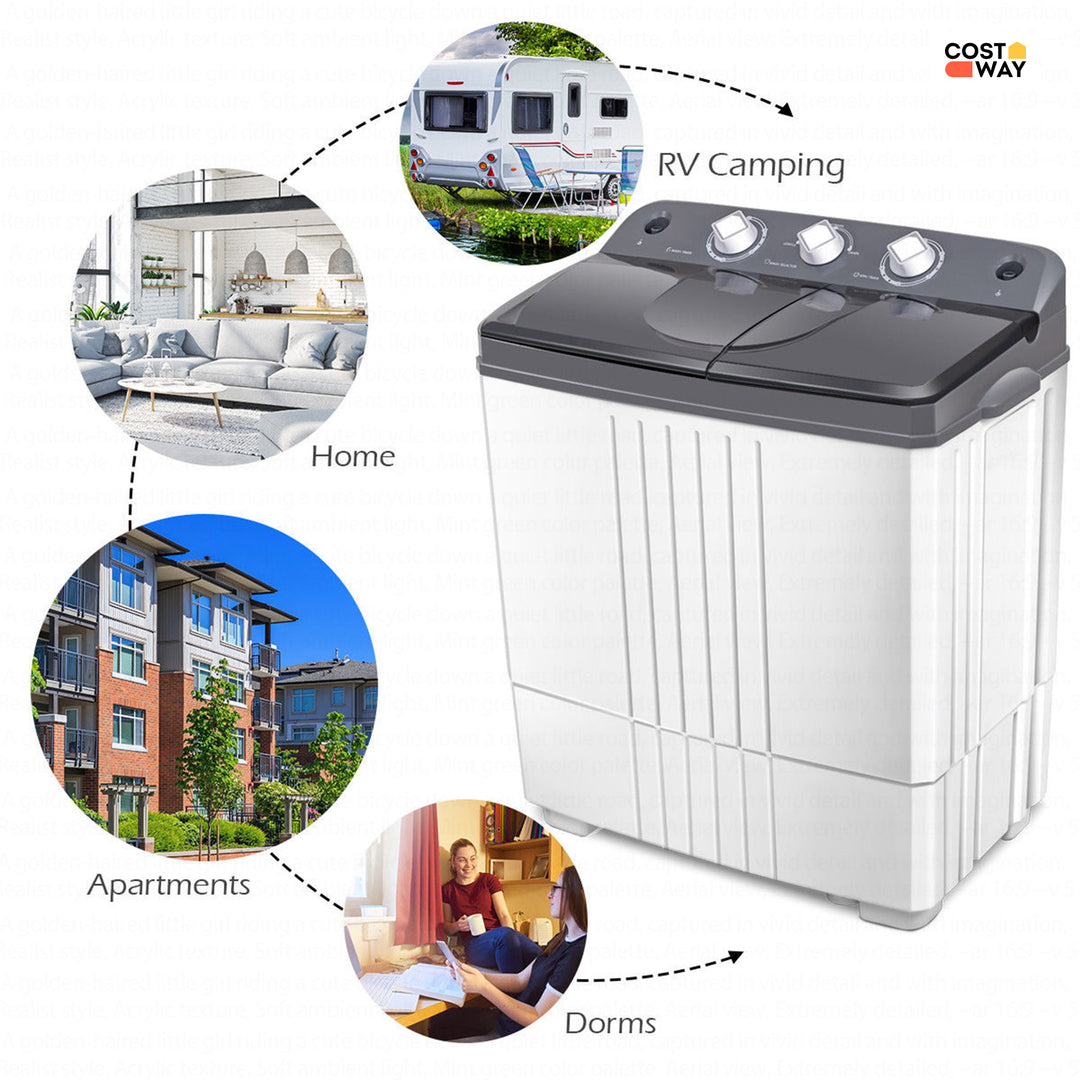 Portable Mini Compact Twin Tub 20Lbs Total Washing Machine Washer Spain spinner Image 4