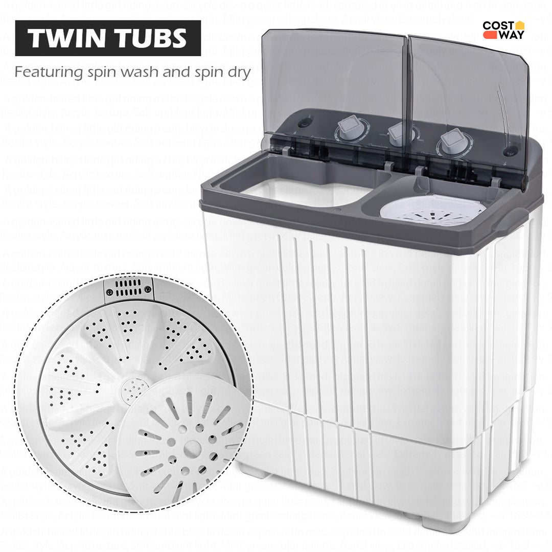 Portable Mini Compact Twin Tub 20Lbs Total Washing Machine Washer Spain spinner Image 7