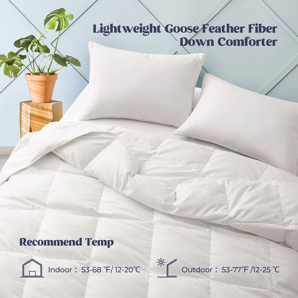 Puredown Lightweight White Goose Feather Down Comforter Twin Full Queen King Image 2