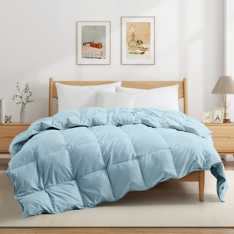 Ultra Fluffy Lightweight White Goose Feather Fiber and Down Comforter- Down Duvet Insert Image 1