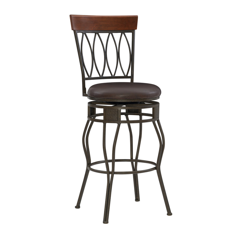 Linon Oval Bronze Metal/Faux Leather 30-Inch Barstool Image 1