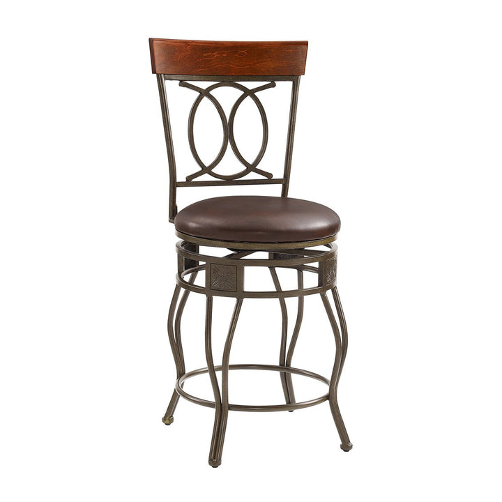 Ox Bronze Metal/Faux Leather 24-Inch Counter Stool Image 1