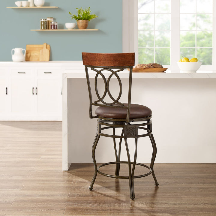 Ox Bronze Metal/Faux Leather 24-Inch Counter Stool Image 2