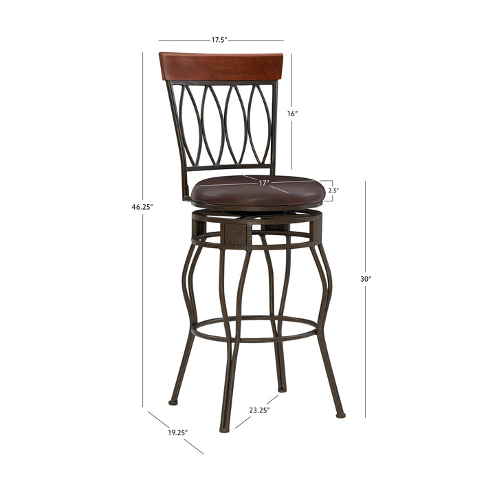 Linon Oval Bronze Metal/Faux Leather 30-Inch Barstool Image 3
