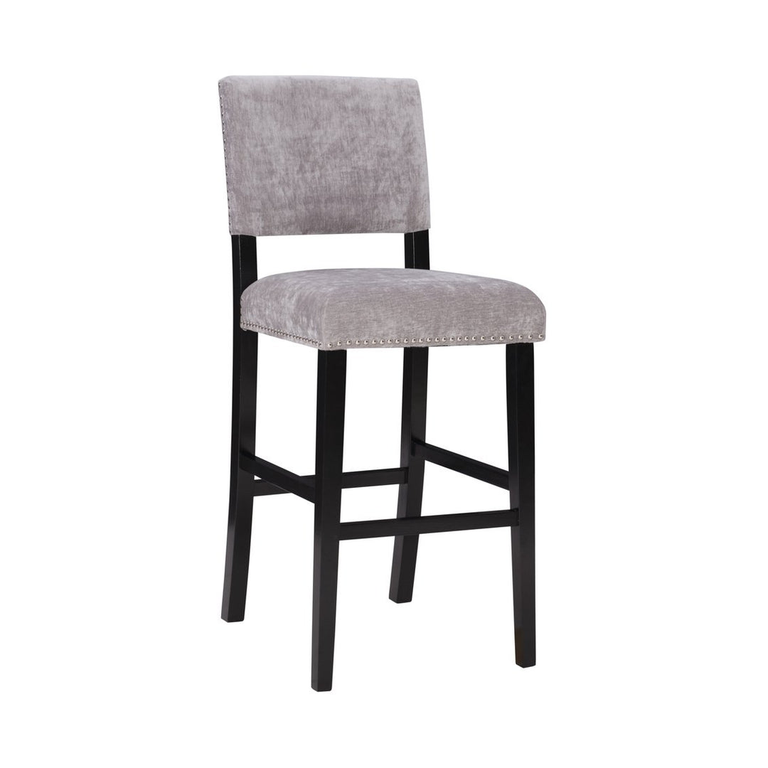 Corey Dark Grey Velvet 30-Inch Barstool Image 1