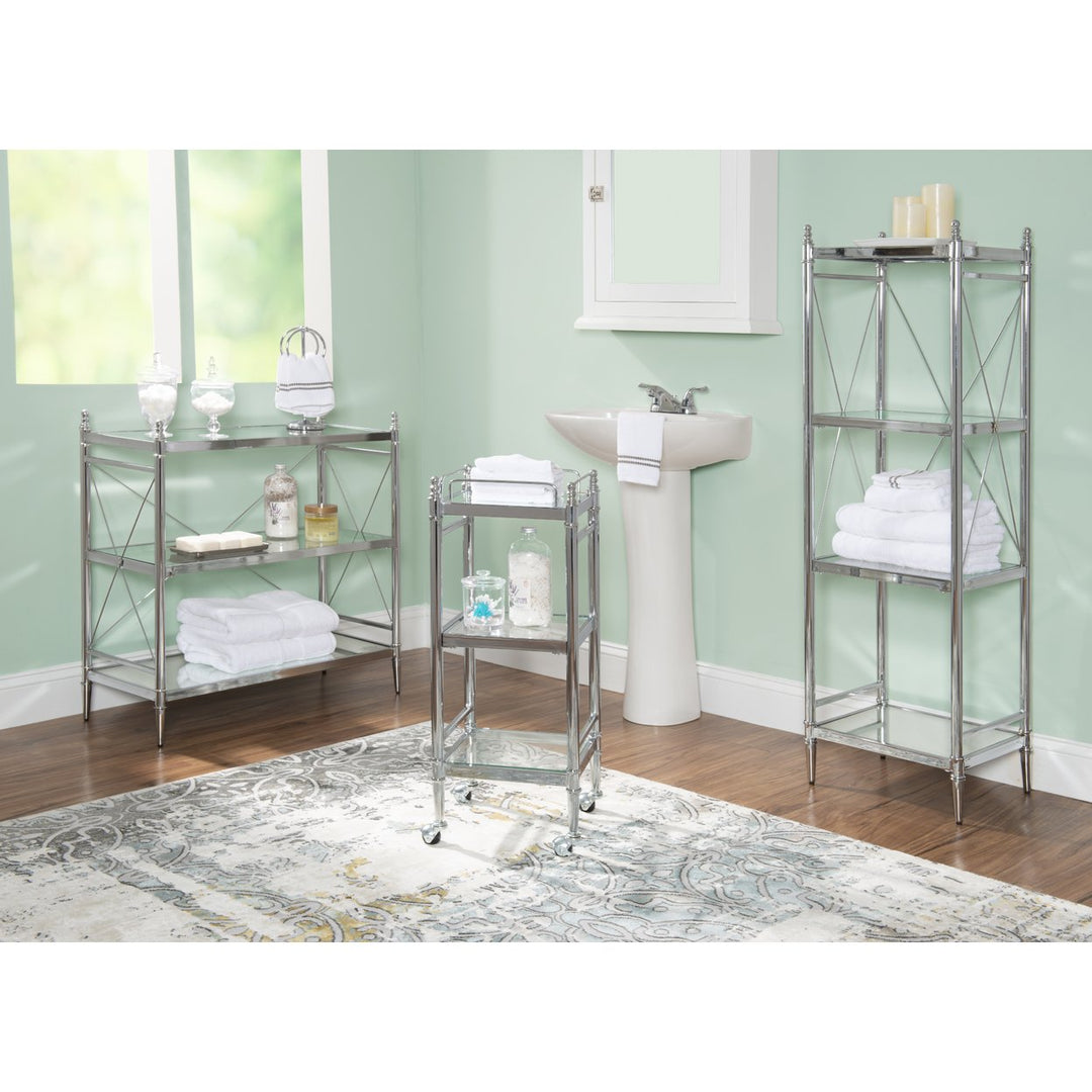 Pinnacle Chrome/Glass 4-Tiered Shelf Image 2