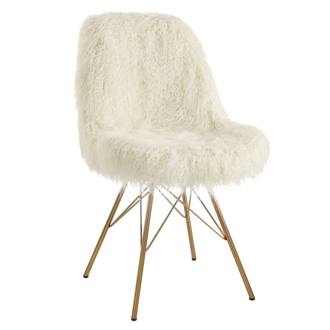 Remy Faux faux Accent Chair Cream Brushed Gold Legs Modern Living Room Furniture Image 1