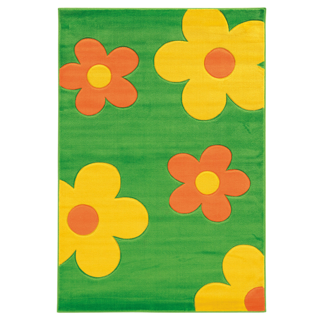 Corfu Floral Green and Yellow Area Rug 8x10 Transitional Polypropylene Image 1