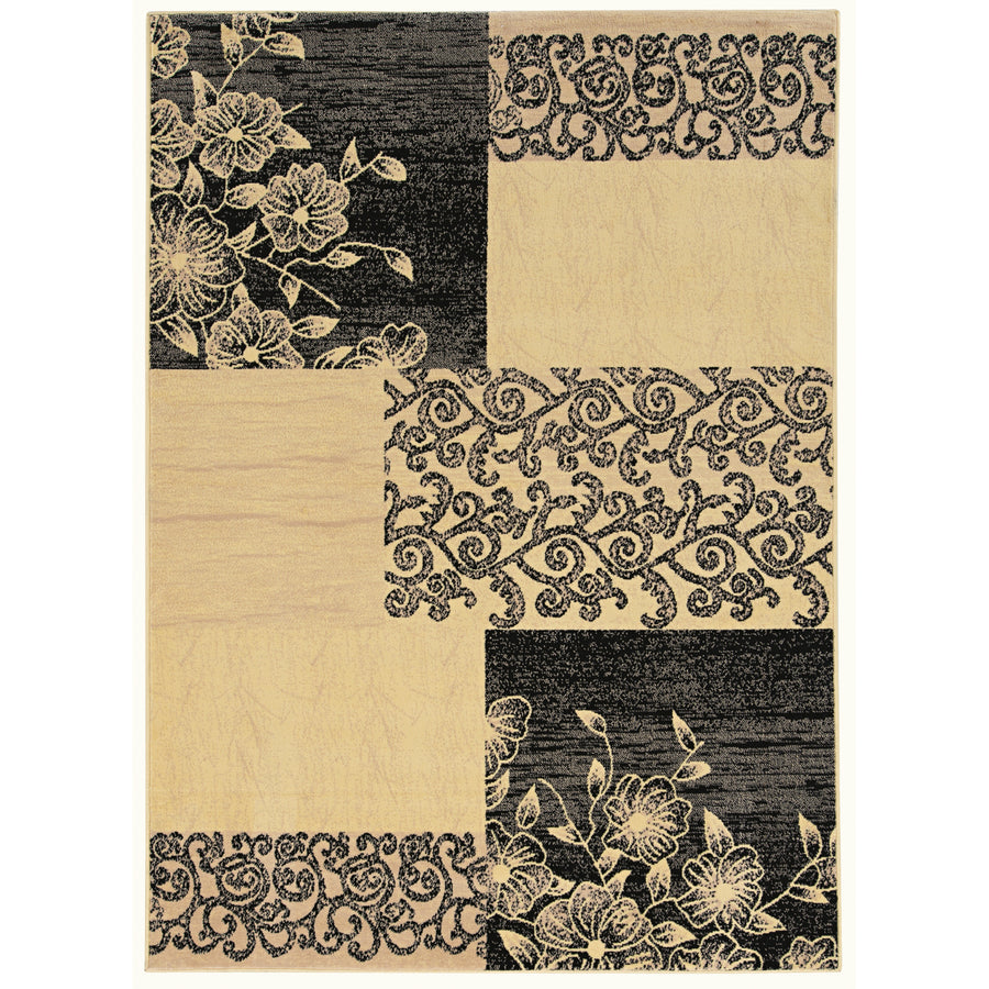 Elegance Napa 5x7.3 Cream Grey Patchwork Area Rug Transitional Design Polypropylene Image 1