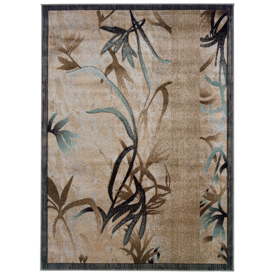 Milan Roth Beige Aqua Area Rug 5x7.6 Transitional Abstract 100% Polypropylene Image 1