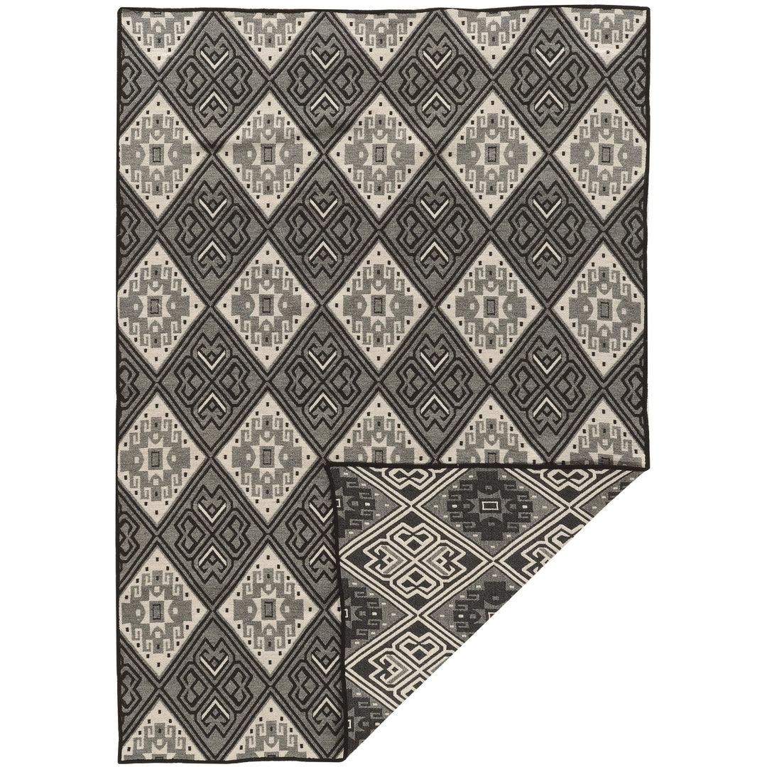 Salonika Reversible Rug 5x8 Grey Flat Woven Greek Design Light Dark Sides Image 1