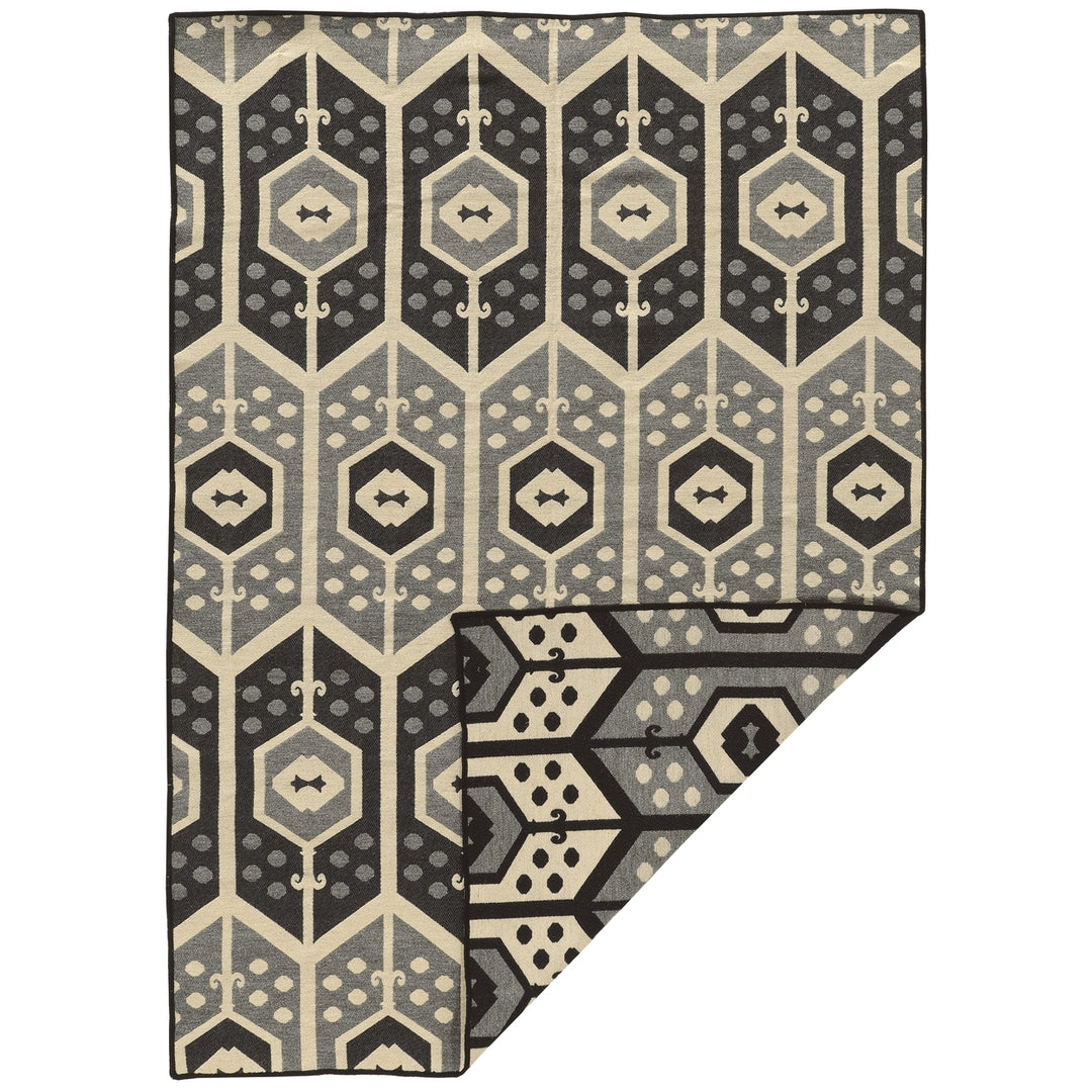 Salonika Veria Grey Reversible Rug 5x8 Flat Woven Greek Design Image 1