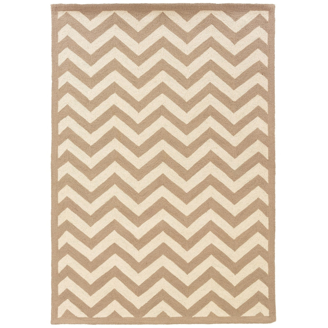 Silhouette Chevron Beige and Ivory 8X10 Image 1