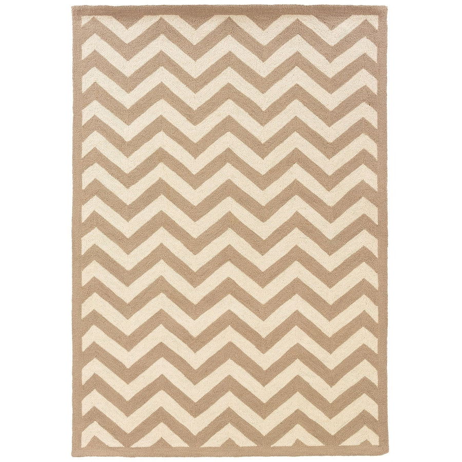 Silhouette Chevron Beige and Ivory 8X10 Image 1