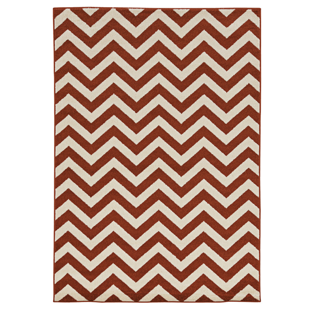 Claremont Chevron Terracotta Ivory Area Rug 8x10 Geometric Polypropylene Image 1