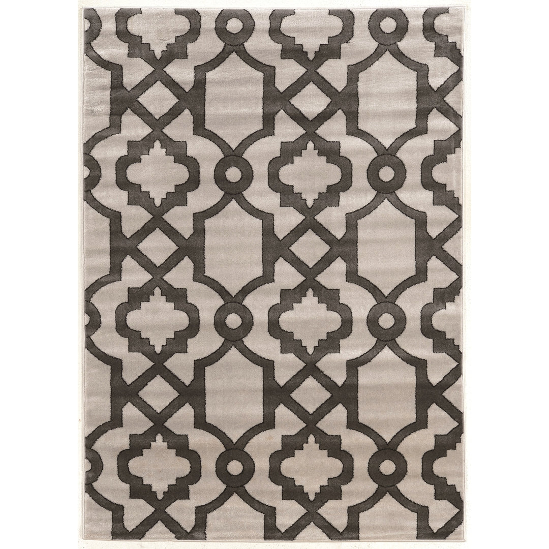 Elegance Geo2 8x10 Grey Charcoal Accent Area Rug 100% Polypropylene Modern Design Image 1