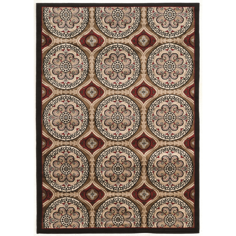 Elegance Clara Beige Burgundy 8x10 Accent Rug Transitional Easy Care Polypropylene Image 1