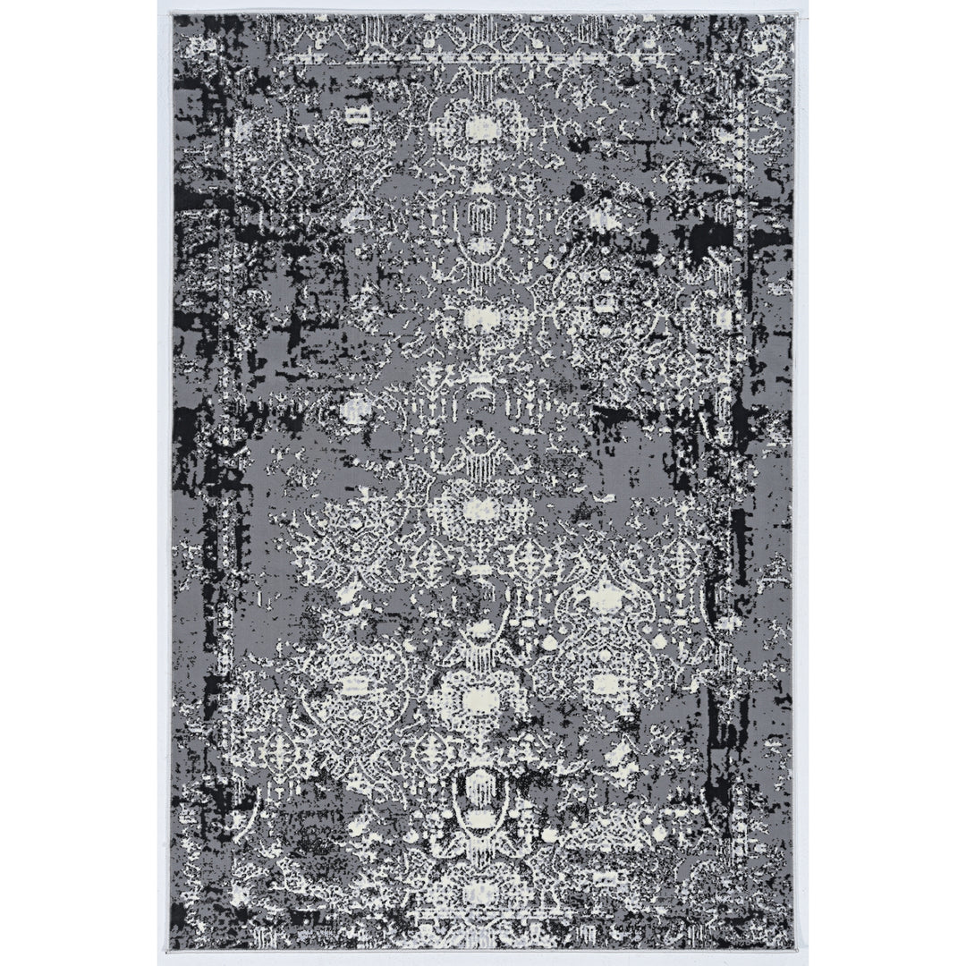 Elixir Farooh Grey Cream Vintage Distressed Area Rug 8x10.6 Polyester Multi Color Image 1