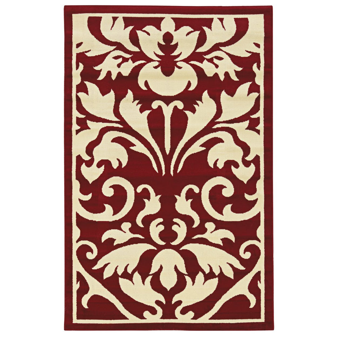 Capri Damask Red and White 4.4X7.3 Image 5