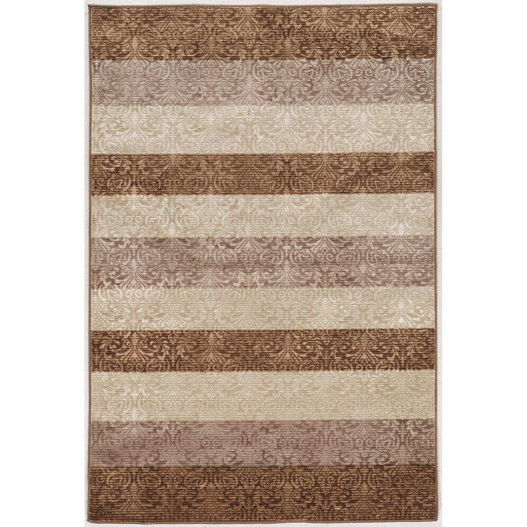 Evolution Damask Stripe BeigeandBrown 5X7.6 Image 7