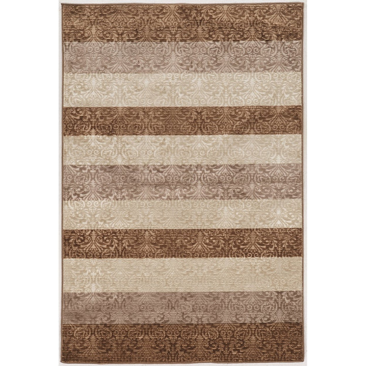 Evolution Damask Stripe BeigeandBrown 5X7.6 Image 7